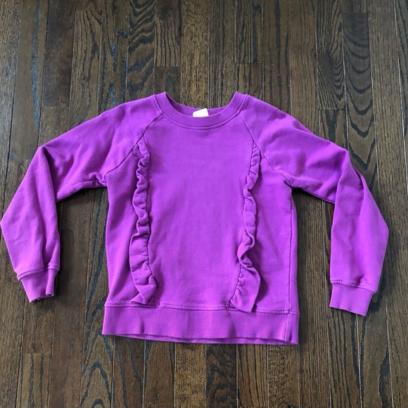 Hanna Andersson Other - Hanna Andersson Girls 8 Purple Ruffled Cotton Crewneck Sweatshirt - EUC!